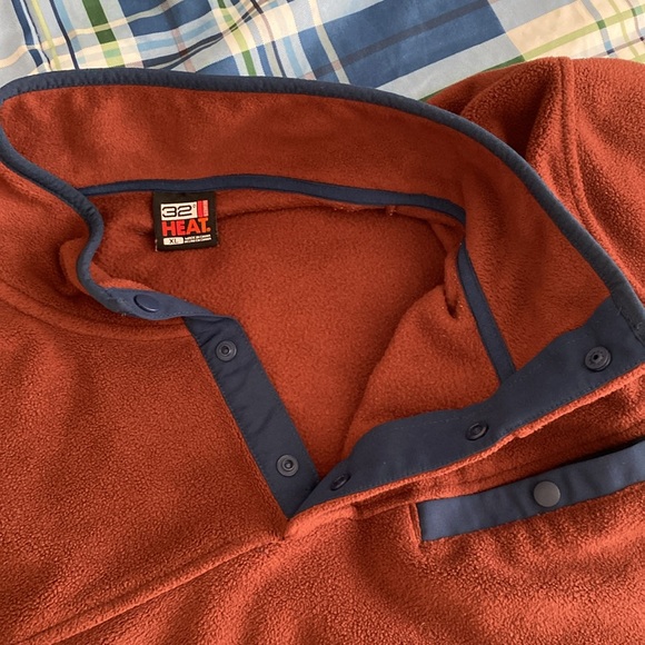 Dark brick and navy fleece jacket - Picture 7 of 17